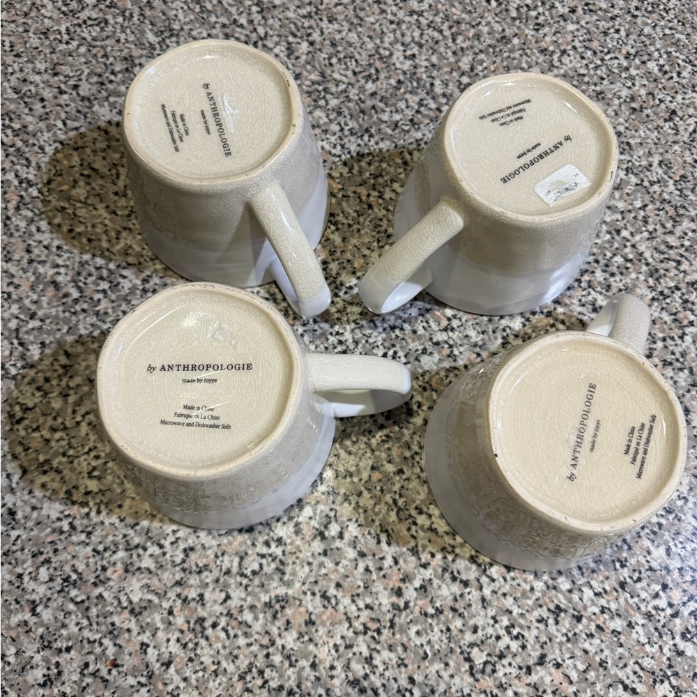 4 Anthropologie Keegan Cream and White Mug - Picture 5 of 5